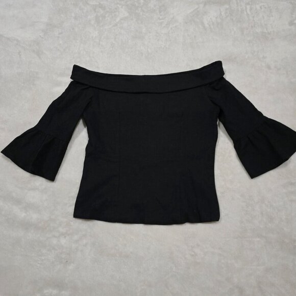 Stone Cold Fox Off-Shoulder Black Bell Sleeve Top – Linen Blend – NWOT – Size 0 - Picture 10 of 13